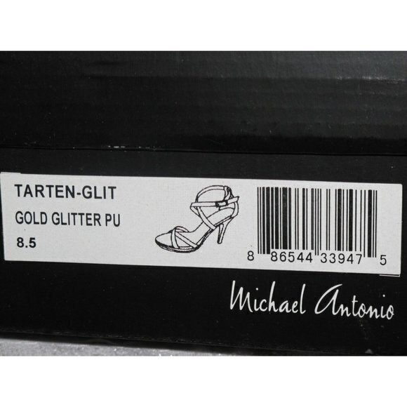 Michael Antonio Gold Glitter Strappy Evening Shoes 8.5 - Picture 4 of 4
